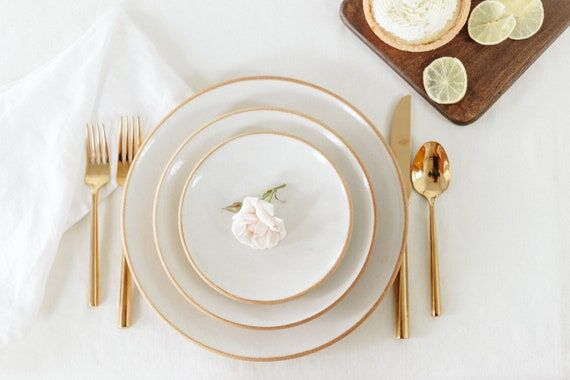 Handmade White Pottery Dinnerware Set: Stonew...