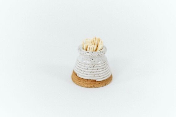 Handmade White Speckled Pottery Match Striker...