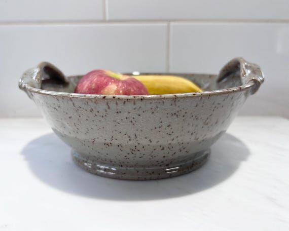Earthy Sage Green 32 oz. Serving Bowl with Ha...