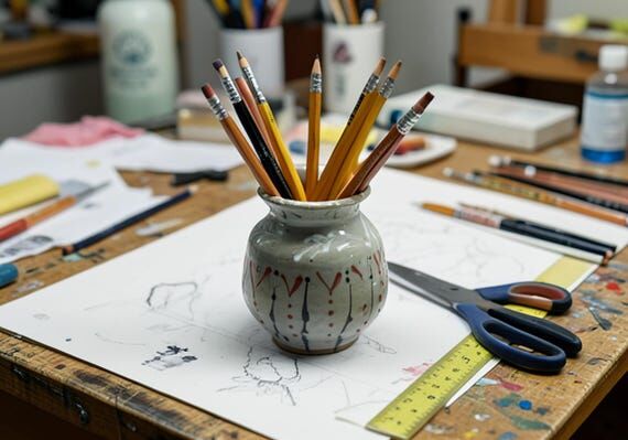 Handmade Ceramic Vase for Flowers, Pencils or...