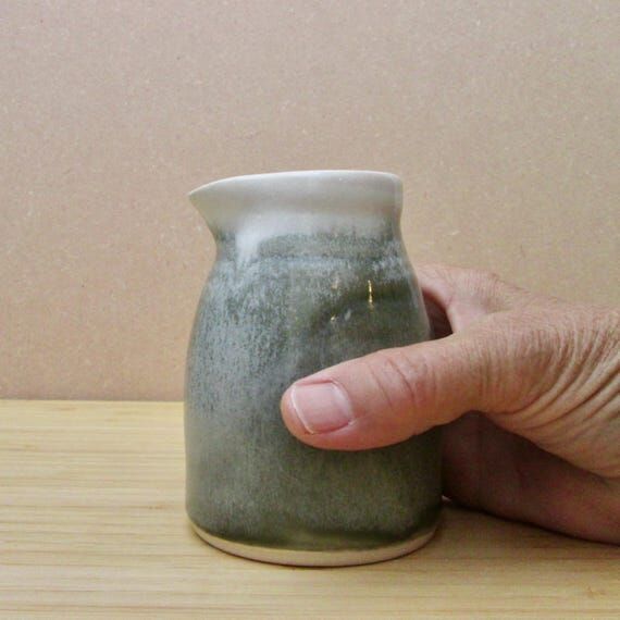 Handmade Small Stoneware Pitcher - Gray and W...