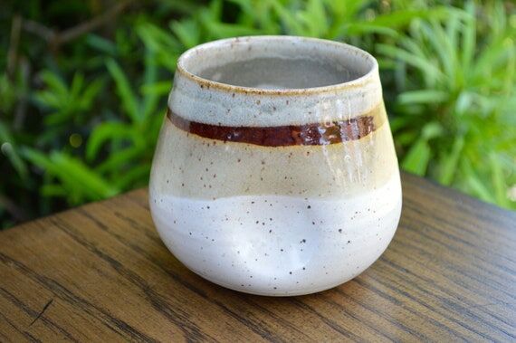 Rustic White and Brown Handmade Pottery Wine ...