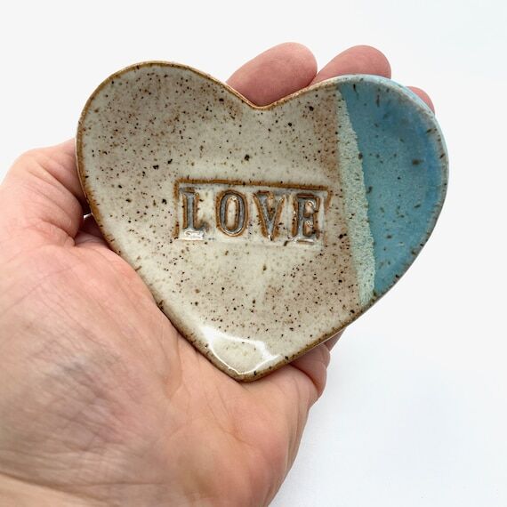 Ceramic Ring Dish Heart Shape with LOVE...