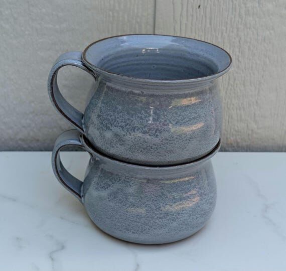 Pottery Soup Mugs (Pair) | Light Blue, NC Whe...