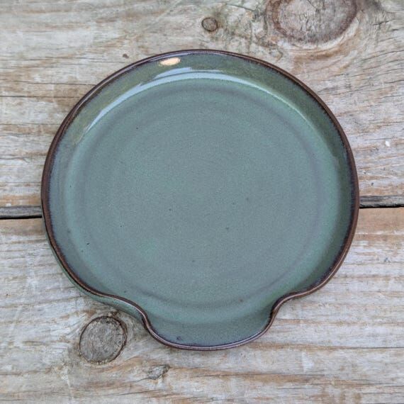 Pottery Spoon Rest, Green, Handmade Ceramics,...