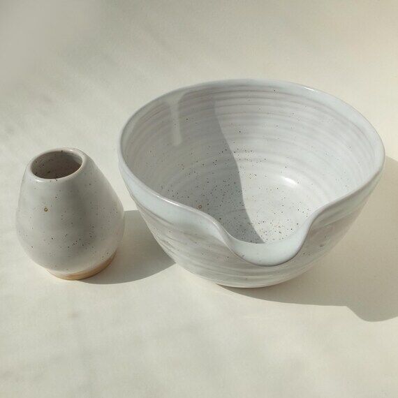 Matcha Bowl Set Wabi Sabi Unique Textured Cer...