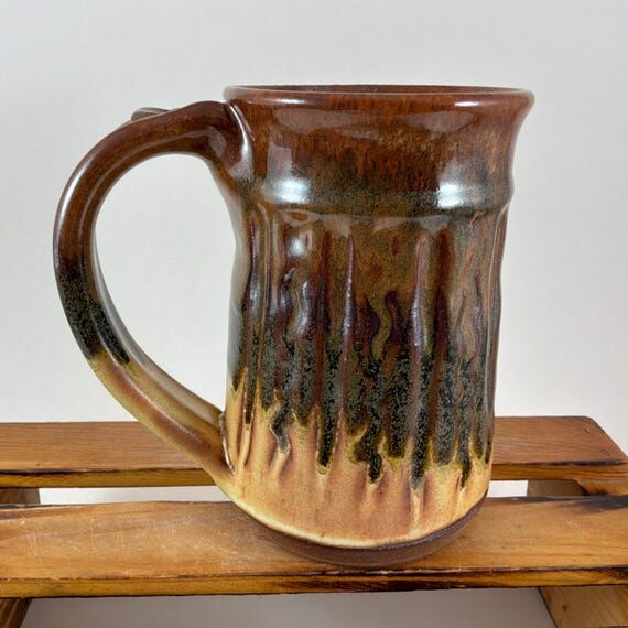14 Ounce Pottery Mug, Colorful Stoneware Mug,...