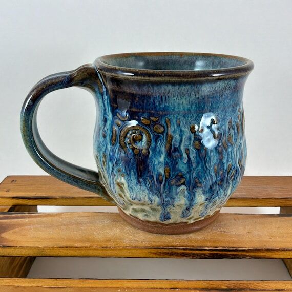 Stoneware Pottery Cup, Textured Coffee Mug, C...
