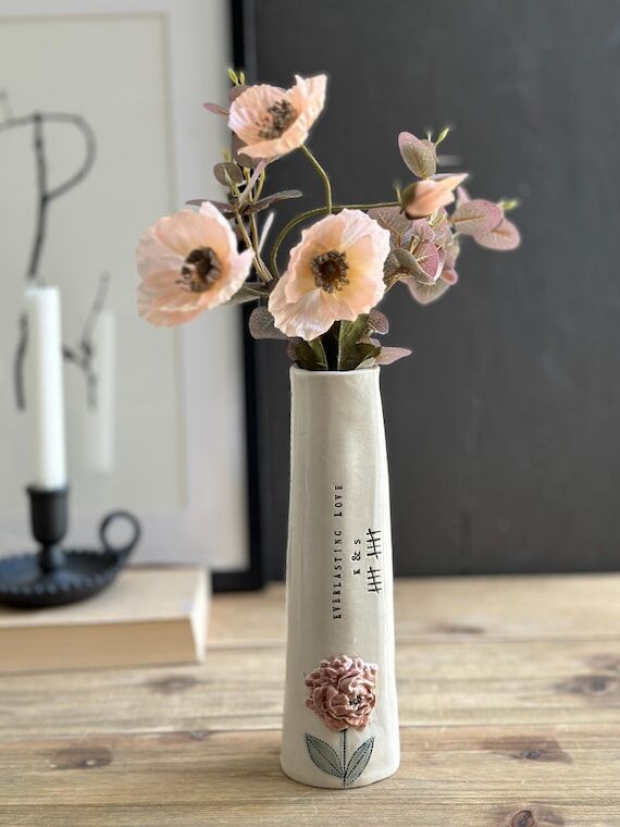 Personalized Peony Bud Vase Handmade Annivers...