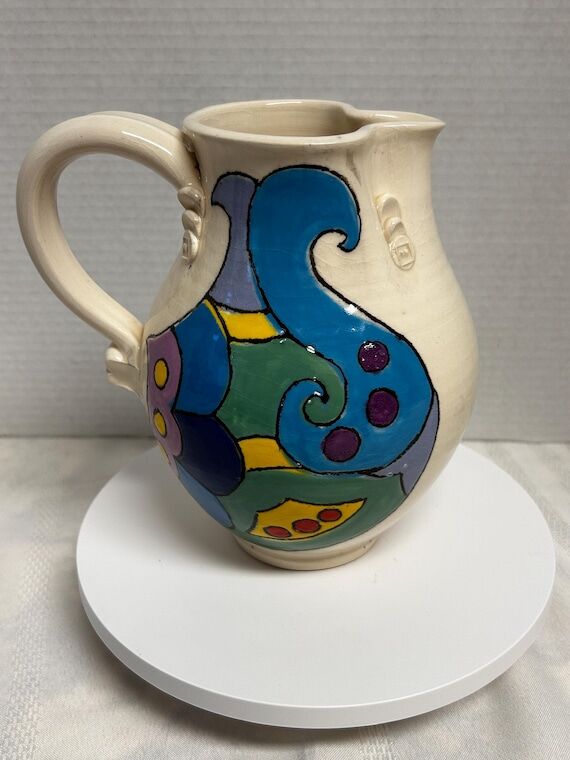 Handmade artisan stoneware pottery pitcher , ...