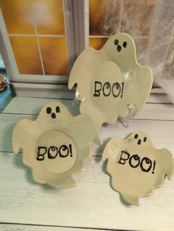 Handmade Ceramic Ghost Dish: Halloween Decor ...