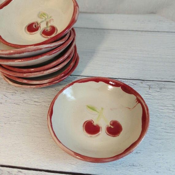 Handmade Ceramic Cherry Trinket Bowl – Smal...