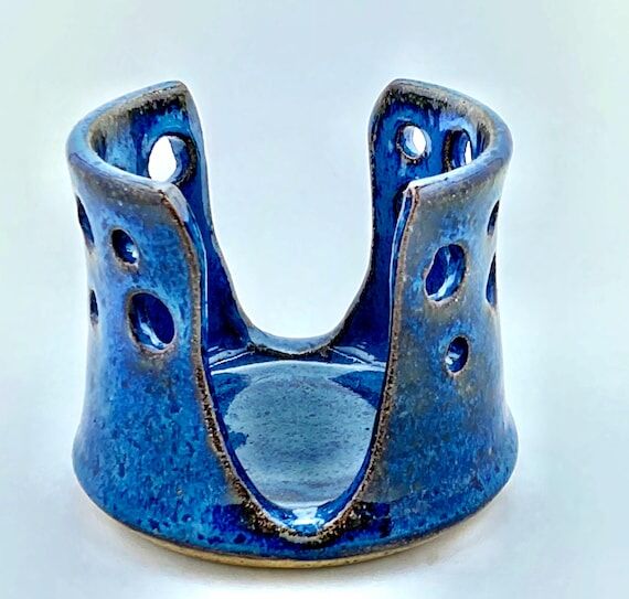Floating Blue Sponge Holder, Ceramic Napkin w...