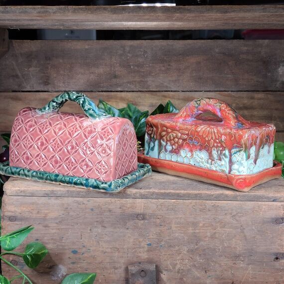 Handmade ceramic butter dish, Butter dish, h...