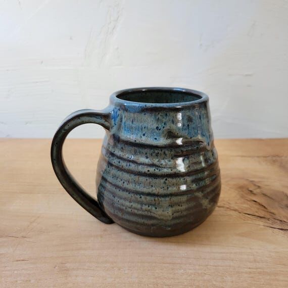 Hadmade Pottery Mug, Stoneware in Green 16oz...