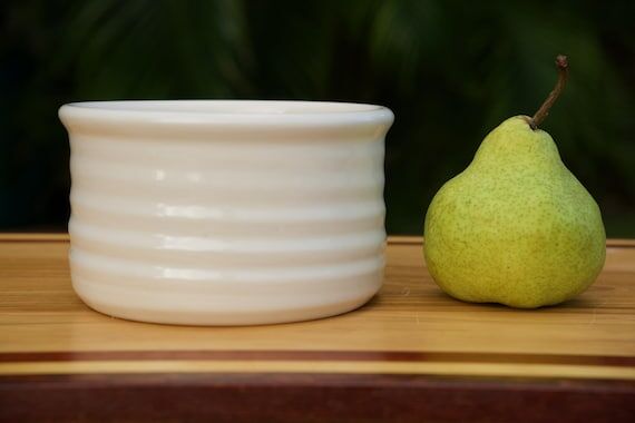 Pottery Bowl in White Glaze Stoneware...