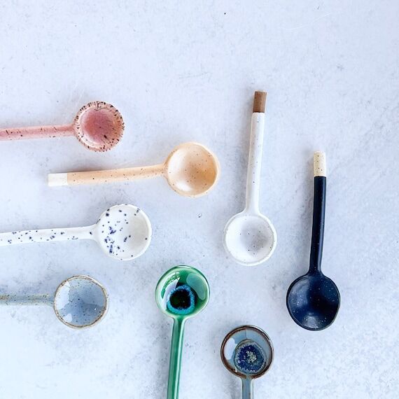 Glazed Ceramic Spoon: Small Handmade Charcute...