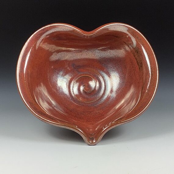 Handmade Ceramic Heart-Shaped Bowl - Iron Re...