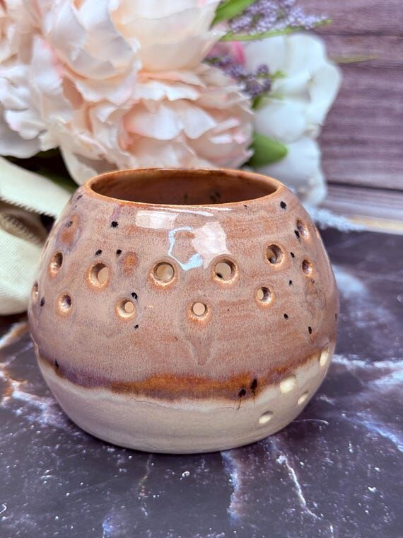 Ceramic Tea Light Candle Holder, Warm Glow La...