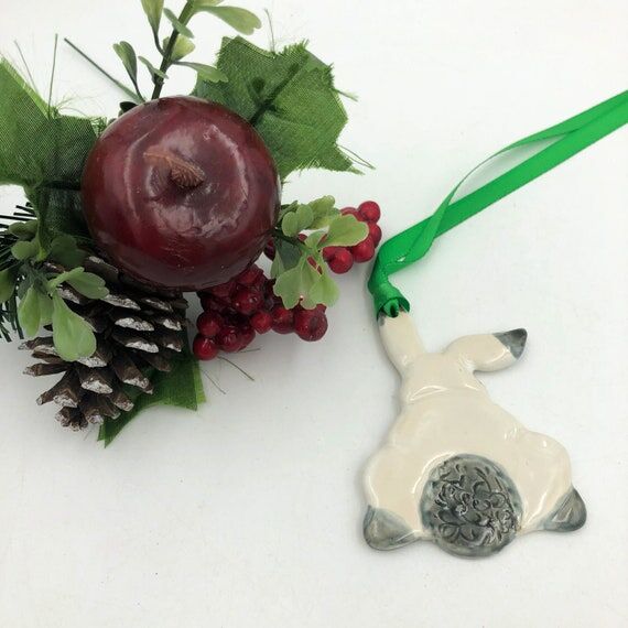 Ceramic Bunny Butt Christmas Ornament, Gift B...
