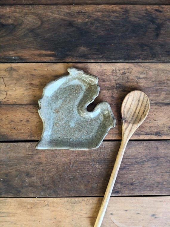 Handmade Michigan Pottery Spoon Rest: Unique ...