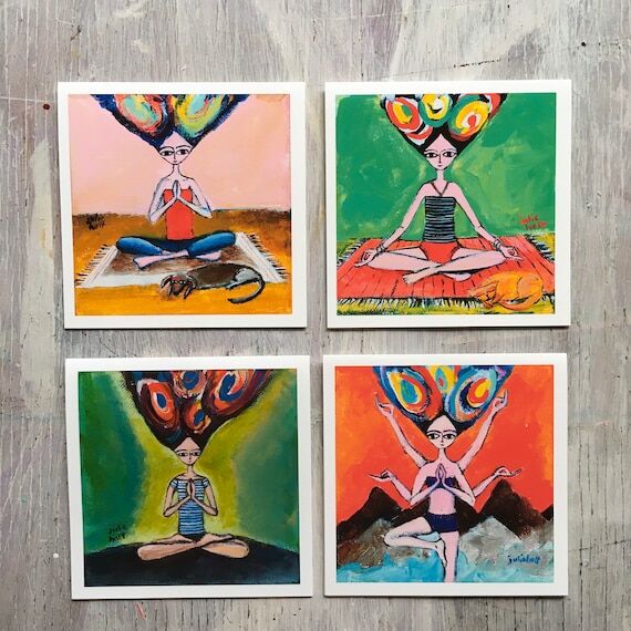 Yoga Girl Greeting Card set of 4 (and Envelop...