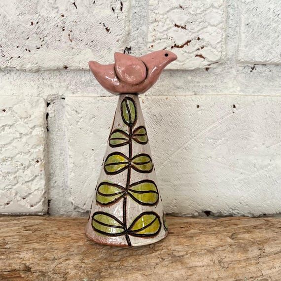 Whimsical Carved BIRD Tree: Handmade Terra Co...