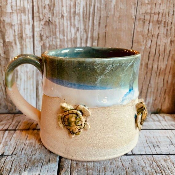 Handmade Stoneware “Sea Turtles on the Sand...