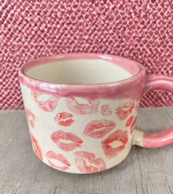 Handmade Stoneware Lipstick “Kiss Me” Mu...