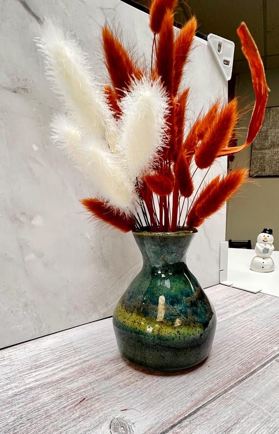 Emerald Ocean Bud Vase – Handmade Ceramic M...