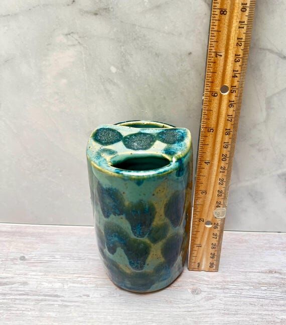 Handmade Ceramic travel coffee Peacock inspi...