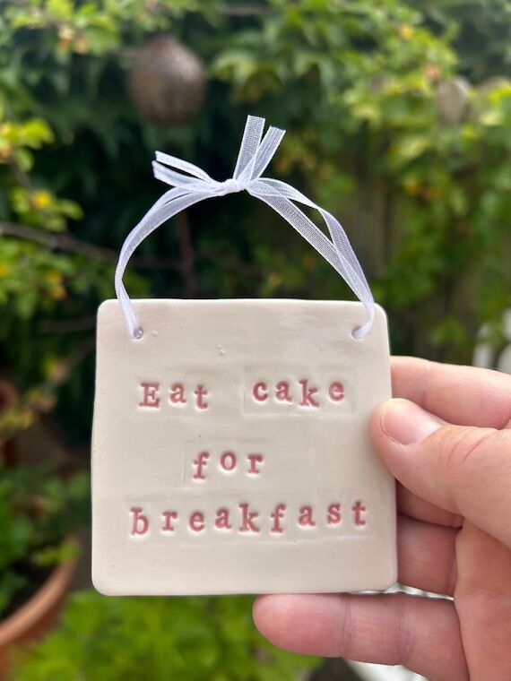 Handmade Ceramic Tile | Eat Cake for Breakfas...