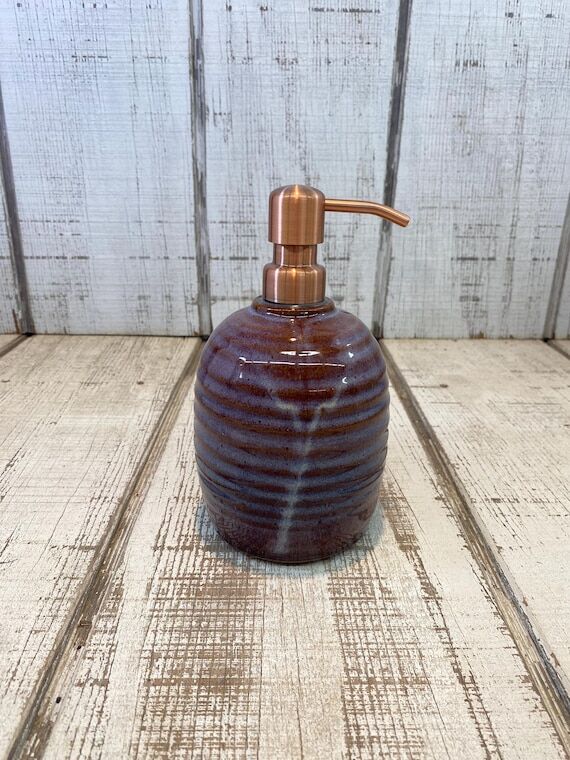 Blue Handmade Pottery Soap Pump, Ceramic, Lot...