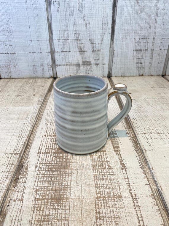 White Handmade Pottery Coffee Mug, Tea, Hot C...