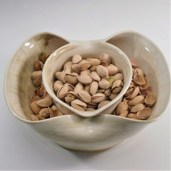 Handmade Ceramic Pistachio Bowl – Double Di...