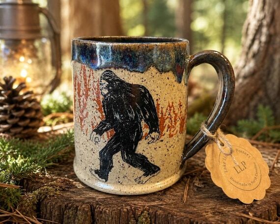 Handmade Sasquatch Pottery Mug: Forest Twilig...