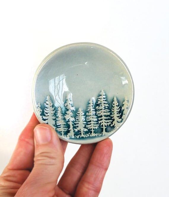 Aqua Tree Ring Dish: Handmade Ceramic Jewelry...