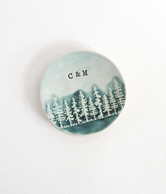 Personalized Tree Ring Dish: Custom Initial C...