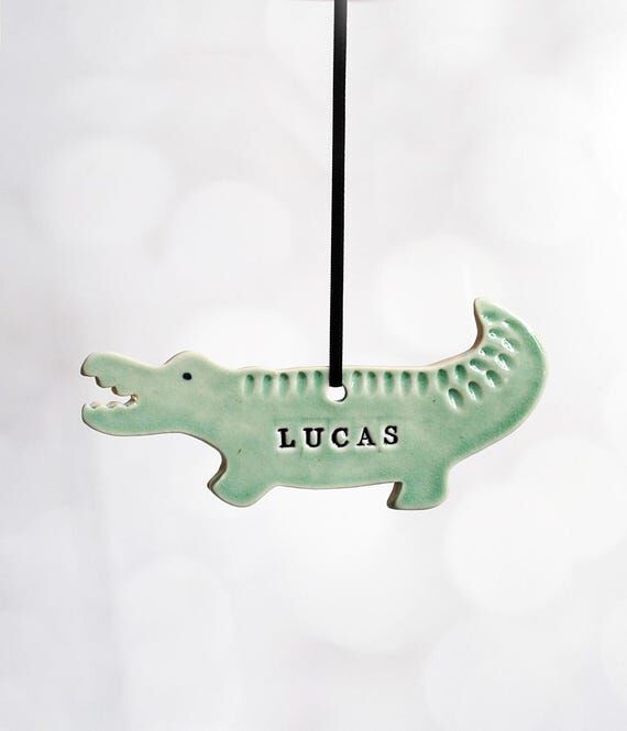 Personalized Alligator Ornament: Handmade Cer...