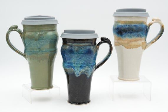 Handmade Pottery Travel Mug: 20 Ounce Ceramic...