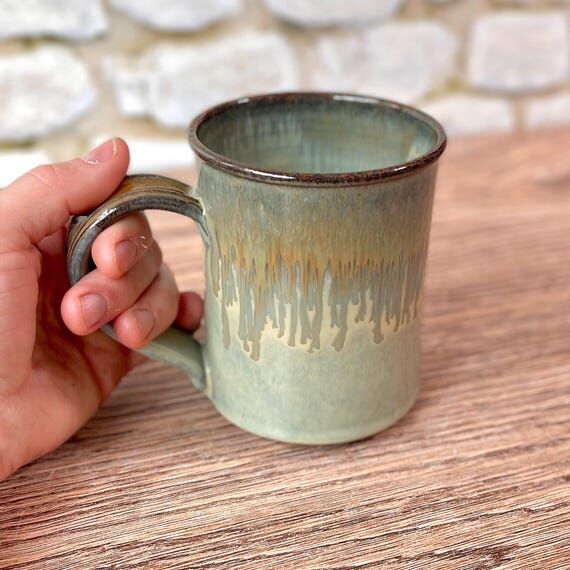 Wheel thrown stoneware pottery mug in Patina ...