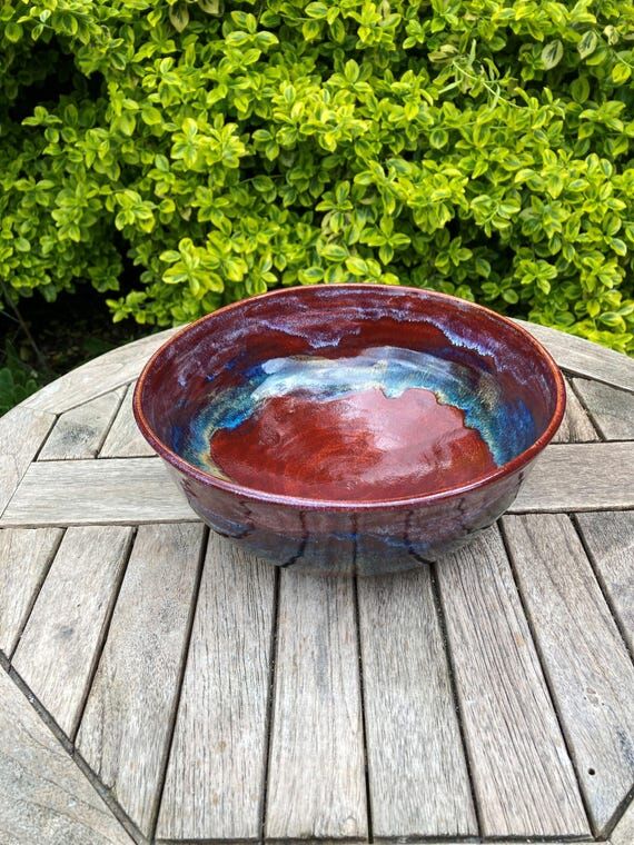 Large handmade bowl, Firebrick red, ceramic f...
