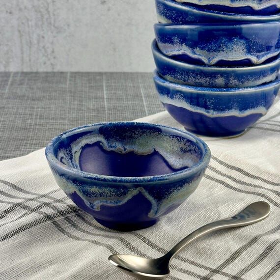 Set of 4 Handmade Ceramic Snack Bowls | Purpl...
