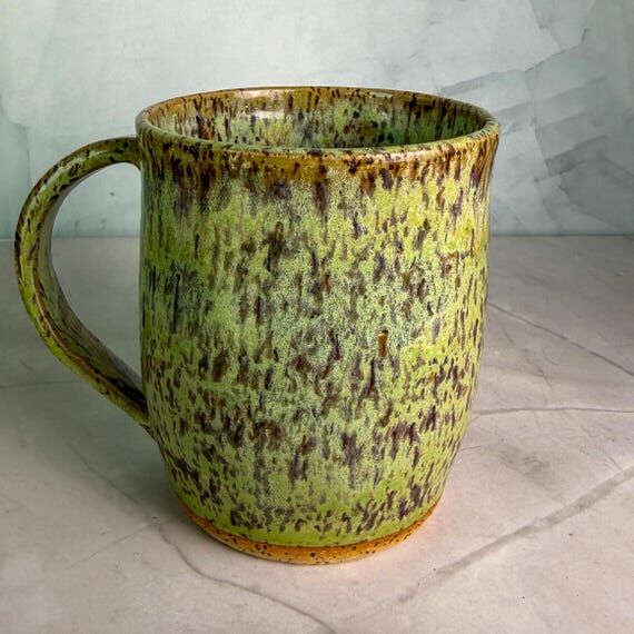 Green Speckled Coffee Mug – 16 oz Handmade ...