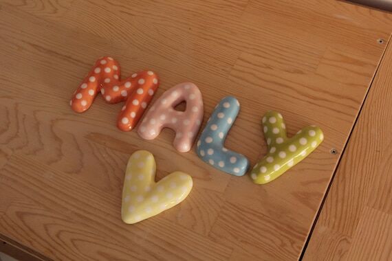 Polka Dot Ceramic Letters, made to order...