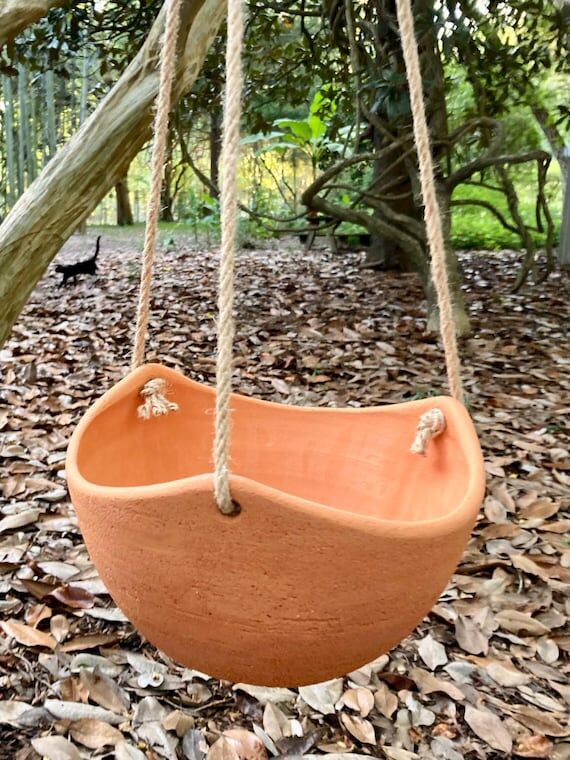 CLAY HANGING PLANTER #14. Terracotta flower p...