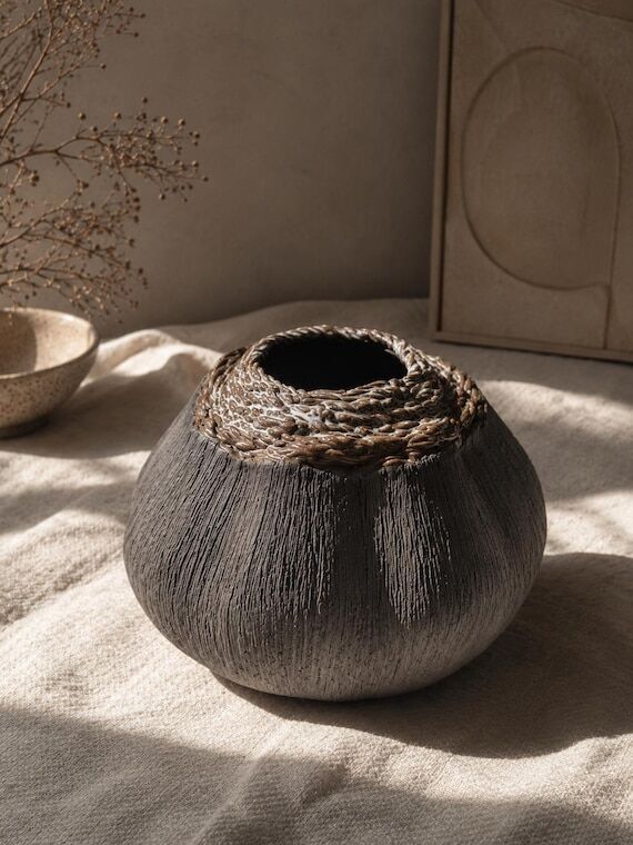 Wabi Sabi Vase, Stoneware Ceramic Flower Pott...
