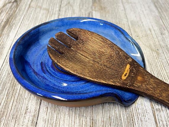Handmade Blue Pottery Spoon Rest – Ceramic ...