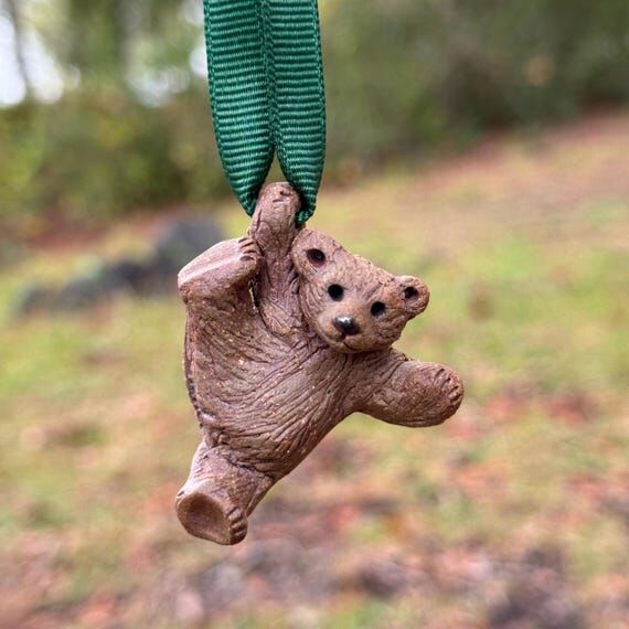 Handmade Christmas Pottery Bear Ornament – ...