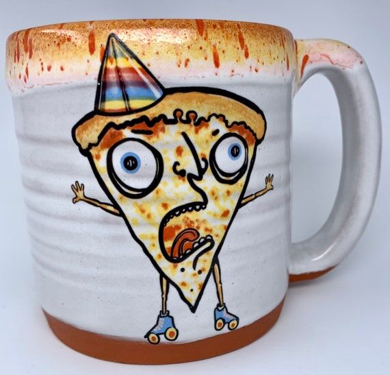 Pizza Party Roller Skater Coffee Mug with Che...